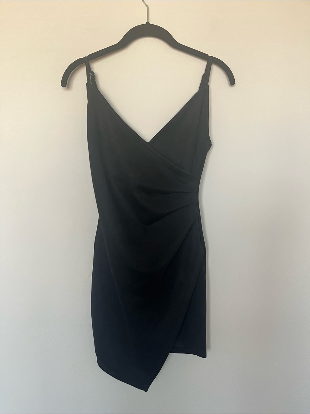 Junior's Black Wrap Mini Dress
